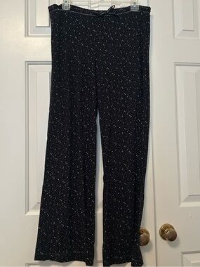 Victoria's Secret Soft Pajama Pants Black with White Stars Print Size Medium
